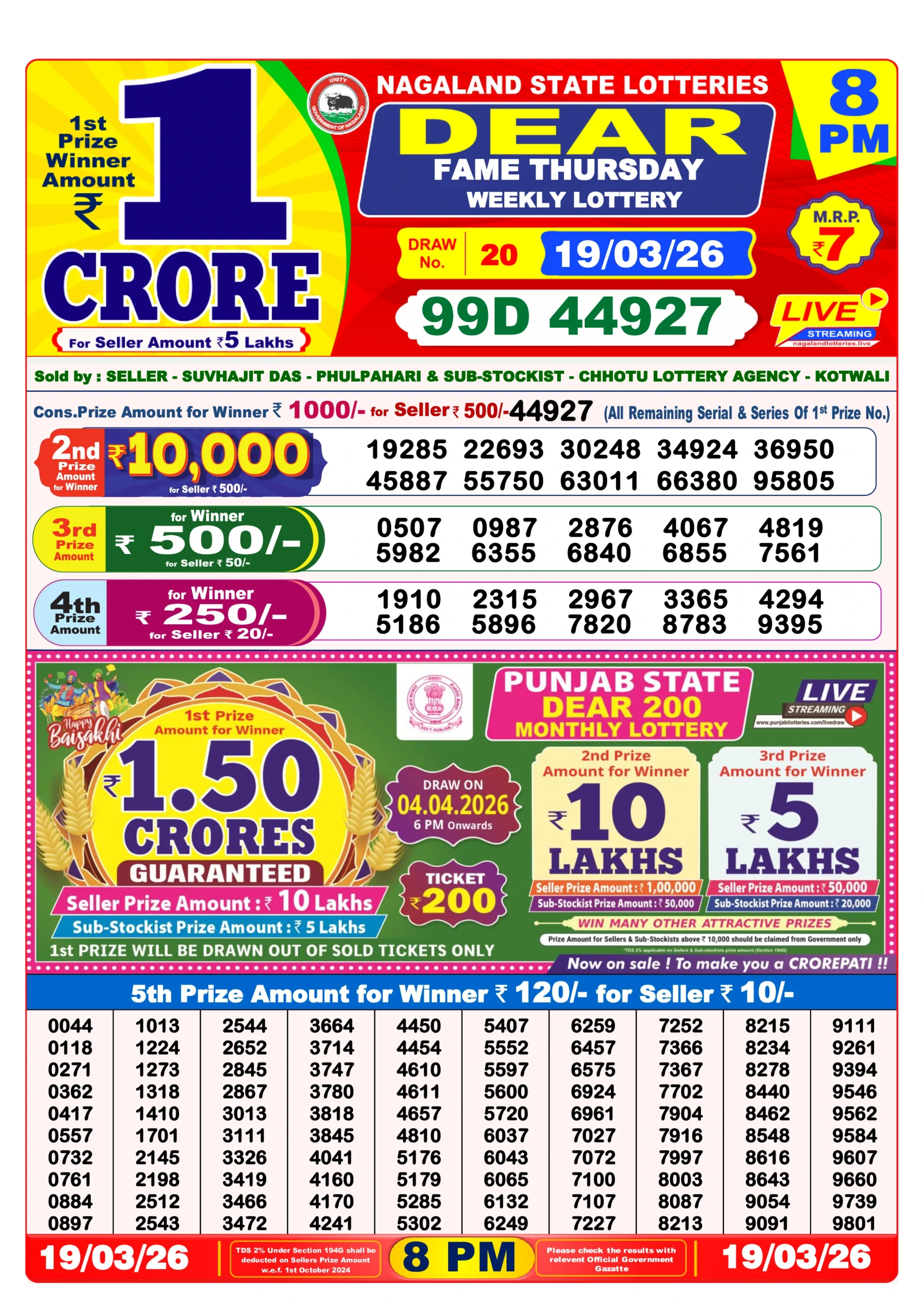 dear lottery sambad 8 pm 19/03/2026