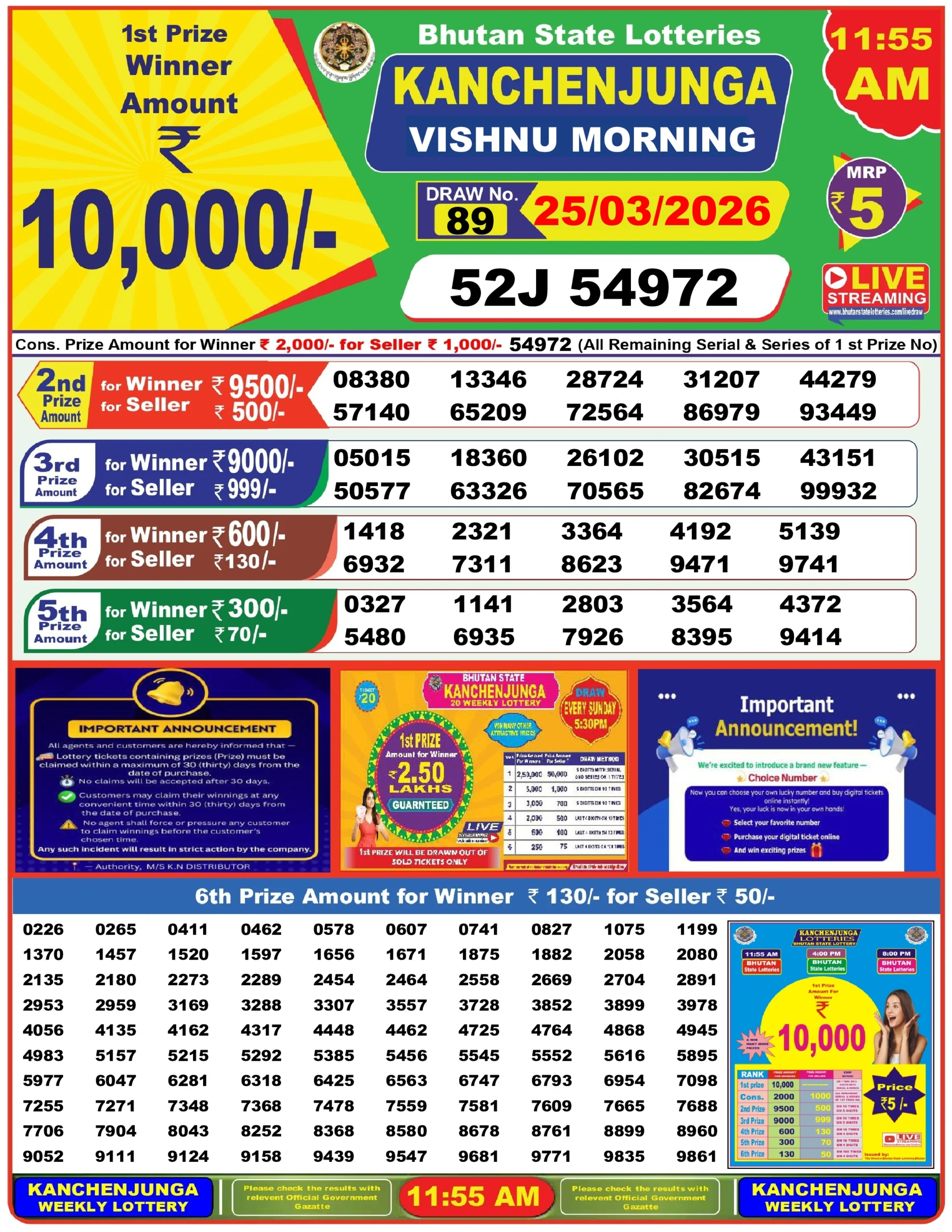bhutan lottery result today 25/03/2026