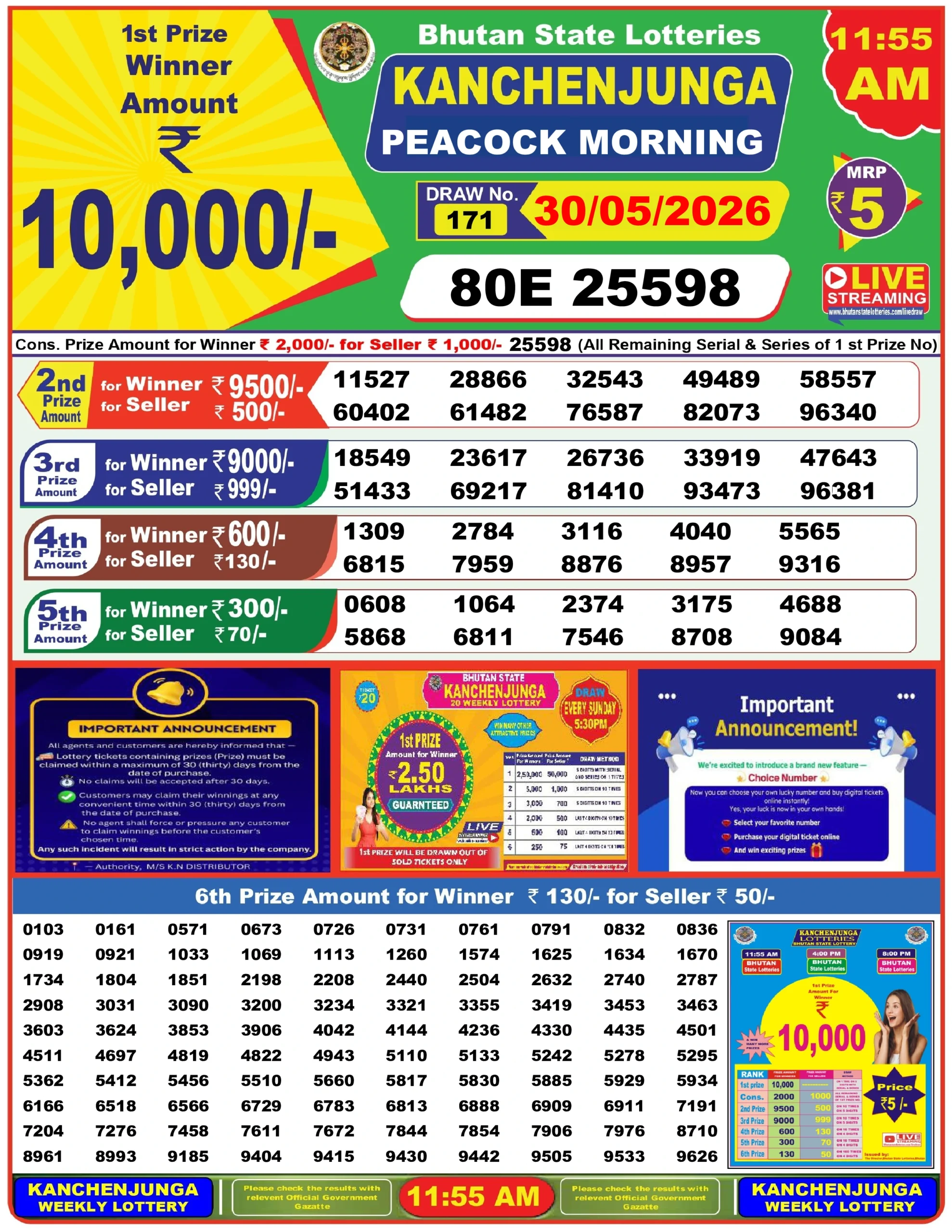 Bhutan Lottery Result Today 30/05/2026 