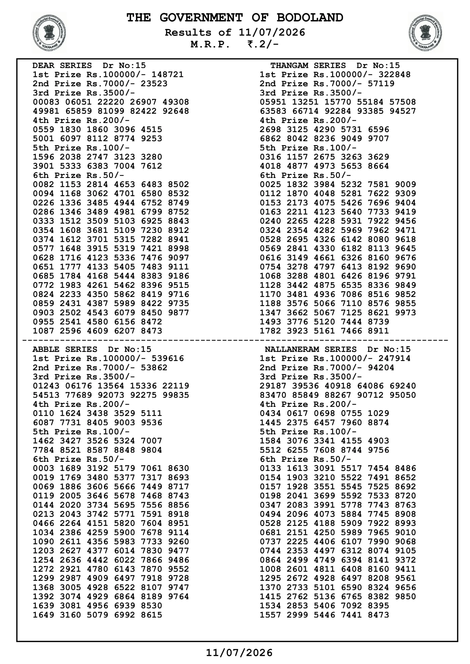 assam lottery result 3 pm